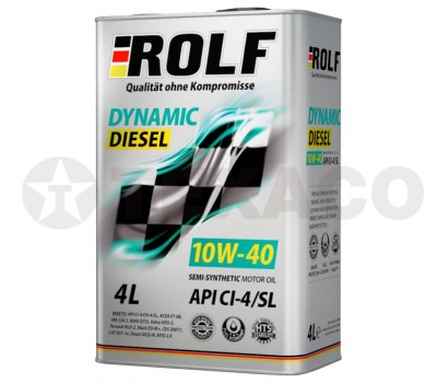 Масло моторное ROLF Dynamic Diesel 10W-40 CI-4/SL (4л) п/синт